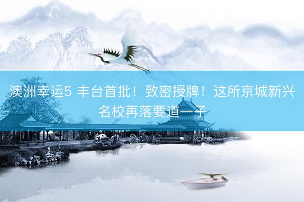 澳洲幸运5 丰台首批！致密授牌！这所京城新兴名校再落要道一子