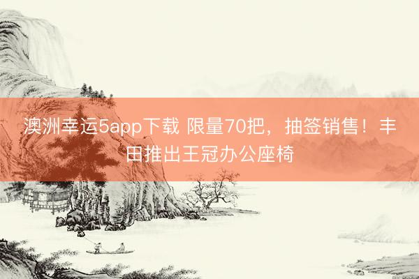 澳洲幸运5app下载 限量70把，抽签销售！丰田推出王冠办公座椅