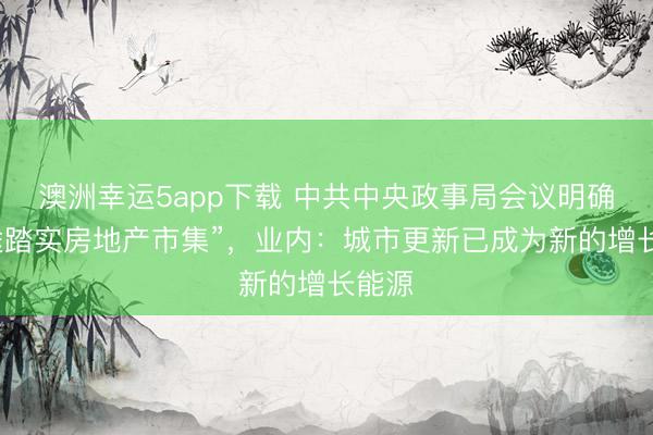 澳洲幸运5app下载 中共中央政事局会议明确“长途踏实房地产市集”，业内：城市更新已成为新的增长能源